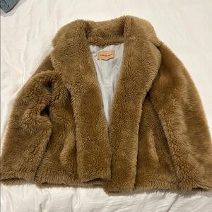 Yves Salomon Brown Lamb Shearling Fur Jacket